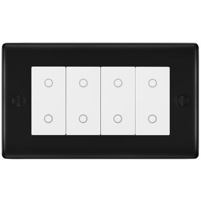 BG Nexus Matt Black Quad Master Touch Dimmer Switch White Inserts NFBTDM4W by British General (BG-NFBTDM4W)
