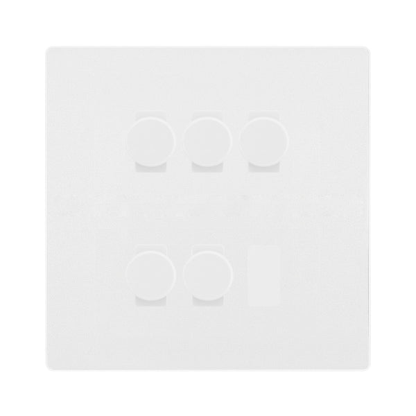 BG Evolve Pearlescent White 5 Gang Trailing Edge LED Dimmer Light Switch 2 Way Custom Switch