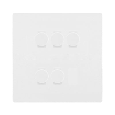 BG Evolve Pearlescent White 5 Gang Trailing Edge LED Dimmer Light Switch 2 Way Custom Switch by British General (Evolve-PW-CUSTOM-5GANG-5xDIMMER-2WAY)