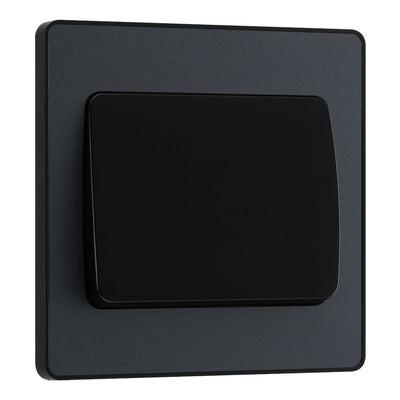 BG Evolve Matt Grey 1G Wide Rocker Light Switch PCDMG12WB with 35mm Steel Back Box