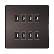 BG Nexus Screwless Black Nickel 8 Gang Flex Outlet Socket by British General (BG-SCL-BN-8G-FLEX-OUTLET-SOCKET)