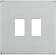 BG Electrical RFBS2 Nexus Grid Brushed Steel Screwless Front Plate 2 Module by British General (BG-RFBS2-Shopify-SA_1)