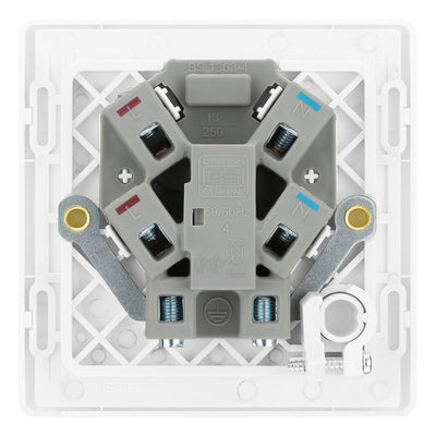 BG Evolve Brushed Steel 13A Flex Outlet Neon Unswitched Fused Connection Unit PCDBS54W with 35mm Steel Back Box