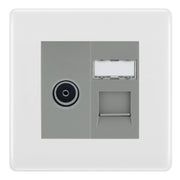 BG Nexus White Moulded TV Aerial & RJ45 CAT6 Data Socket - Grey Insert by British General