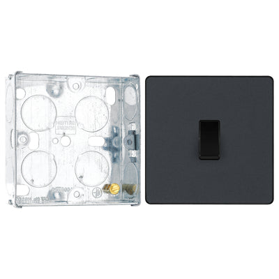BG Evolve Matt Grey 1 Gang 20A 16AX 2 Way Light Switch PCDMG12B with 25mm Steel Back Box