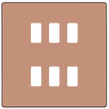 BG RPCDCP6B Evolve Grid Polished Copper 6 Module Square Front Plate - Black Trim