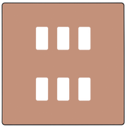 BG RPCDCP6B Evolve Grid Polished Copper 6 Module Square Front Plate - Black Trim by British General (BG-RPCDCP6B-Shopify-SA-1)