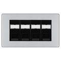 BG Screwless Polished Chrome 4 Gang RJ45 Cat5e Data Socket Black Inserts