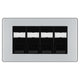 BG Screwless Polished Chrome 4 Gang RJ45 Cat5e Data Socket Black Inserts