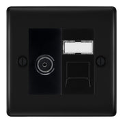 BG Nexus Matt Black TV Aerial & RJ45 CAT6 Data Socket - Black Insert