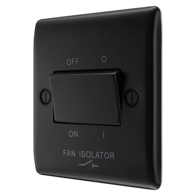BG Nexus Matt Black 10A Triple Pole Fan Isolator Switch NFB15 with 25mm Steel Back Box