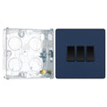 BG Evolve Matt Blue 3 Gang 20A 16AX 2 Way Light Switch PCDDB43B with 25mm Steel Back Box