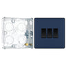 BG Evolve Matt Blue 3 Gang 20A 16AX 2 Way Light Switch PCDDB43B with 25mm Steel Back Box