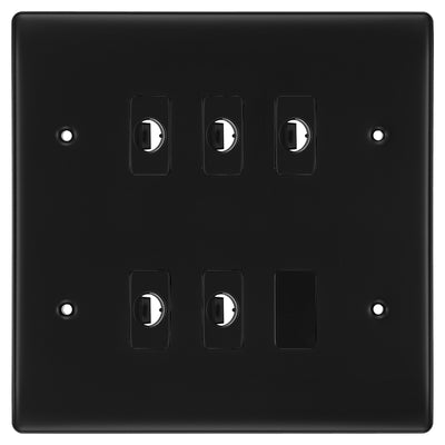 BG Nexus Metal Matt Black 5 Gang Flex Outlet Socket