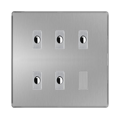 BG Nexus Screwless Brushed Steel 5 Gang Flex Outlet Socket