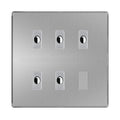 BG Nexus Screwless Brushed Steel 5 Gang Flex Outlet Socket