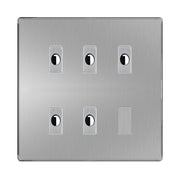 BG Nexus Screwless Brushed Steel 5 Gang Flex Outlet Socket by British General (BG-SCL-BS-5G-FLEX-OUTLET-SOCKET)