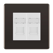 BG Screwless Black Nickel 2 Gang RJ45 Data Socket FBNRJ452W White Inserts by British General