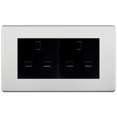 BG Screwless Brushed Steel 4 Gang 13A Unswitched Socket - FBS4GUSSB by British General (BG-FBS4GUSSB)