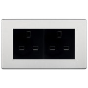 BG Screwless Brushed Steel 4 Gang 13A Unswitched Socket - FBS4GUSSB by British General (BG-FBS4GUSSB)