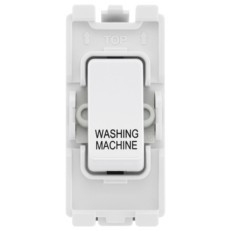 BG Evolve White RRWMPCDW 20A DP Appliance Grid Switch Labelled Washing Machine