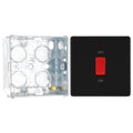 BG Screwless Matt Black 45A DP Single Plate + Neon FFB74 with 35mm Steel Back Box