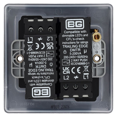 BG Nexus Matt Black 200W 2 Way Double Trailing Edge Dimmer Switch NFB82 with 25mm Steel Back Box