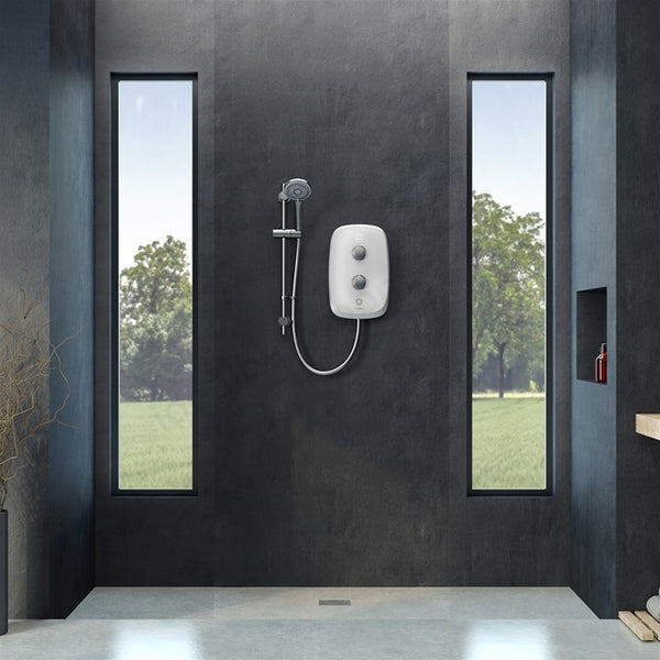 Aqualisa eVolve 9.5kW Electric Shower w/ Adjustable Head - White/Satin Silver - VOPZ26