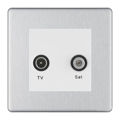 BG Screwless Brushed Steel TV & Satellite Socket FBSTVSATW by British General (BG-FBSTVSATW)