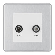 BG Screwless Brushed Steel TV & Satellite Socket FBSTVSATW by British General (BG-FBSTVSATW)