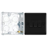 BG Nexus Matt Black 20A 16AX 2 Way Triple Light Switch NFB43 with 25mm Steel Back Box by British General (BG-NFB43+HGS02)