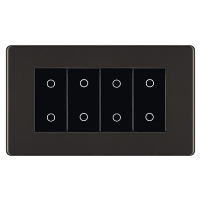 BG Nexus Screwless Black Nickel Quad Secondary Touch Dimmer Switch Black Inserts FBNTDS4B by British General (BG-FBNTDS4B)
