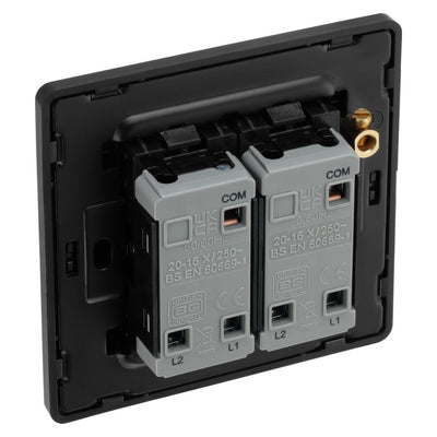 BG Evolve Matt Grey 2 Way Double Edge to Edge Rocker Switch PCDMG42EB with 35mm Steel Back Box