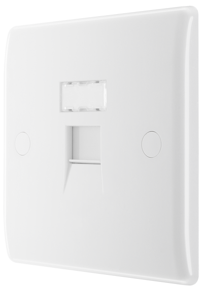 BG 8RJ45/1 Moulded Round Edge | White | RJ45 Single Data Outlet Socket (Screw) by British General (BG-8RJ45/1)