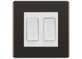 BG Black Nickel 2 Gang 20AX 2-Way Switch Custom Grid – White Insert