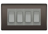BG Nexus Black Nickel 4 Gang Intermediate Light Switch Custom Grid - Grey Insert by British General (BG-Nexus-BN-4G-Combo-4x INT-GR)