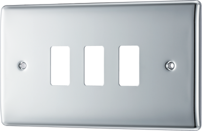 BG RNPC3 Nexus Grid Polished Chrome 3 Module Front Plate