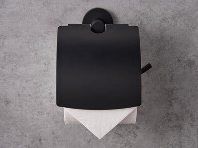 Corby Harrogate Toilet Roll Holder with Cover in Black