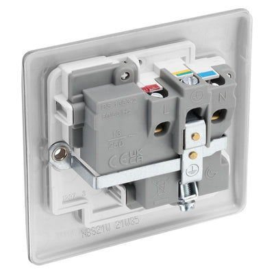 BG Nexus Metal Brushed Steel 13A Single Switched Socket NBS21W with 35mm Steel Back Box