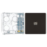 BG Screwless Black Nickel 1 Gang Coaxial TV Socket FBN60 with 35mm Steel Back Box by British General