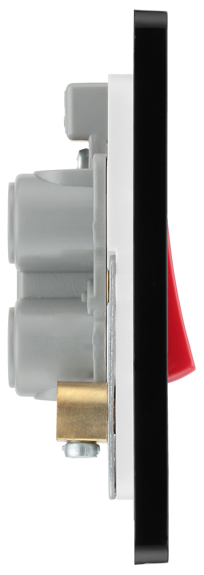 PCDBC74B Side - This Evolve Black Chrome 45A double pole switch with indicator from British General is ideal for use with cookers and ovens.