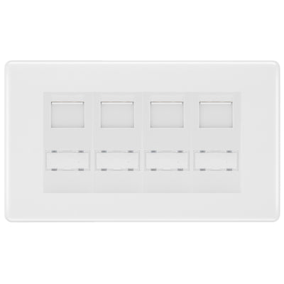 BG White Moulded 4 Gang RJ45 CAT6 Data Socket White Inserts by British General (BG-NWMRJ454C5EW)
