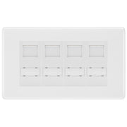 BG White Moulded 4 Gang RJ45 CAT6 Data Socket White Inserts by British General (BG-NWMRJ454C5EW)