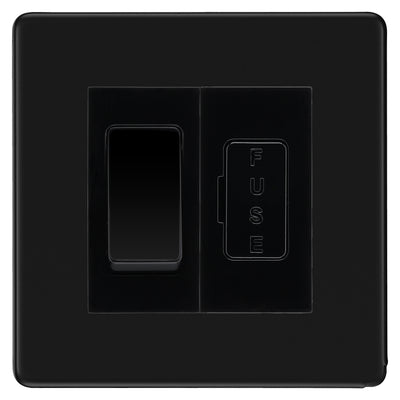 BG Screwless Matt Black 2 Way Light Switch & 13A Fused Spur Plate | Black Insert