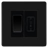 BG Screwless Matt Black 2 Way Light Switch & 13A Fused Spur Plate | Black Insert by British General