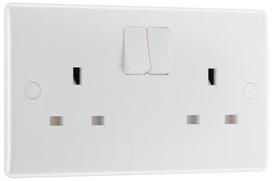 BG 822 Moulded Round Edge | White | 2 Gang 13A 1 Pole Switched Socket