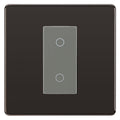 BG Nexus Screwless Black Nickel Single Master Touch Dimmer Switch Grey Insert