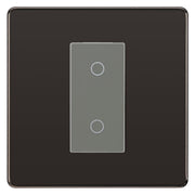 BG Nexus Screwless Black Nickel Single Master Touch Dimmer Switch Grey Insert by British General (BG-EMTDMG+FBNEMS1)