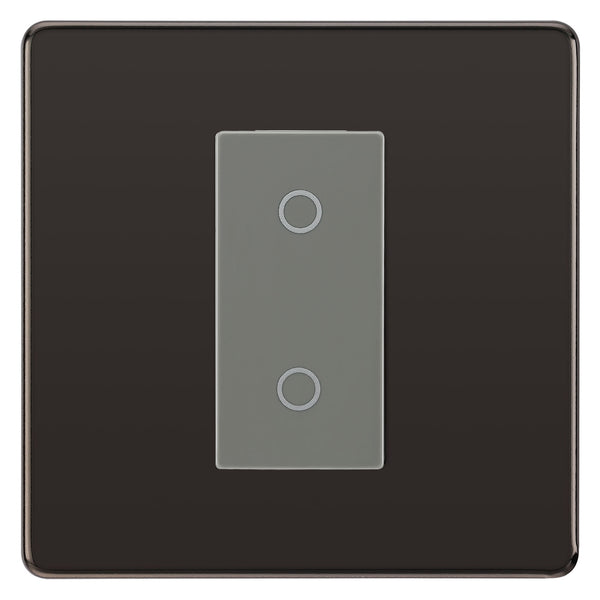 BG Nexus Screwless Black Nickel Single Master Touch Dimmer Switch Grey Insert