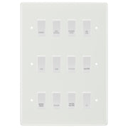 BG White Moulded 12 Gang Custom Labelled Appliance Grid Switch by British General (BG-Nexus-White-Moulded-12G-Appliance)